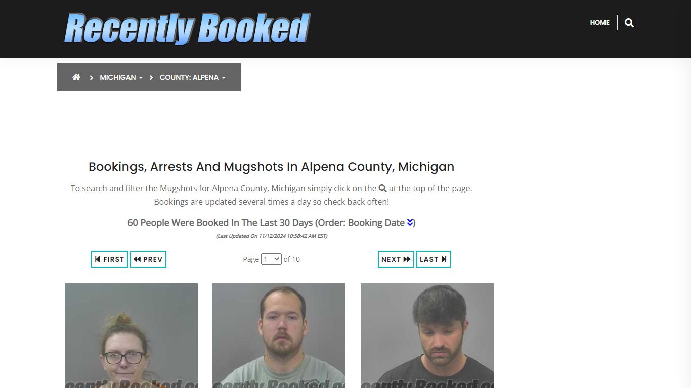 Bookings, Arrests and Mugshots in Alpena County, Michigan - Recently Booked